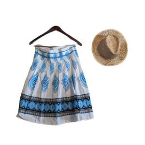 Connection 18 Printed Skirt White and Blue Large